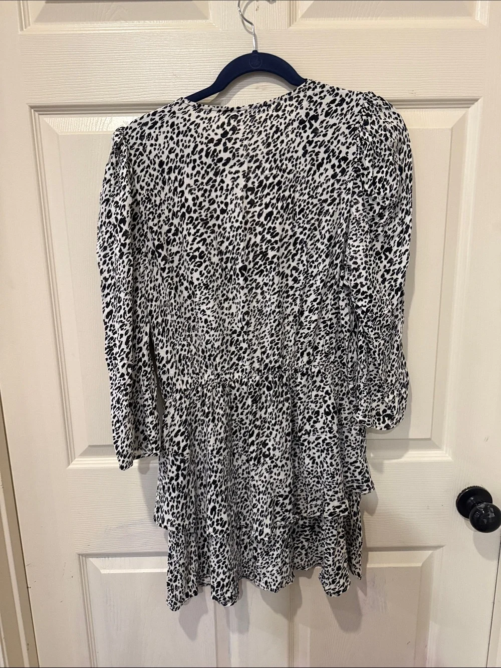 Zara black/white cheetah print ruffle mini dress, XL - Picture 7 of 8